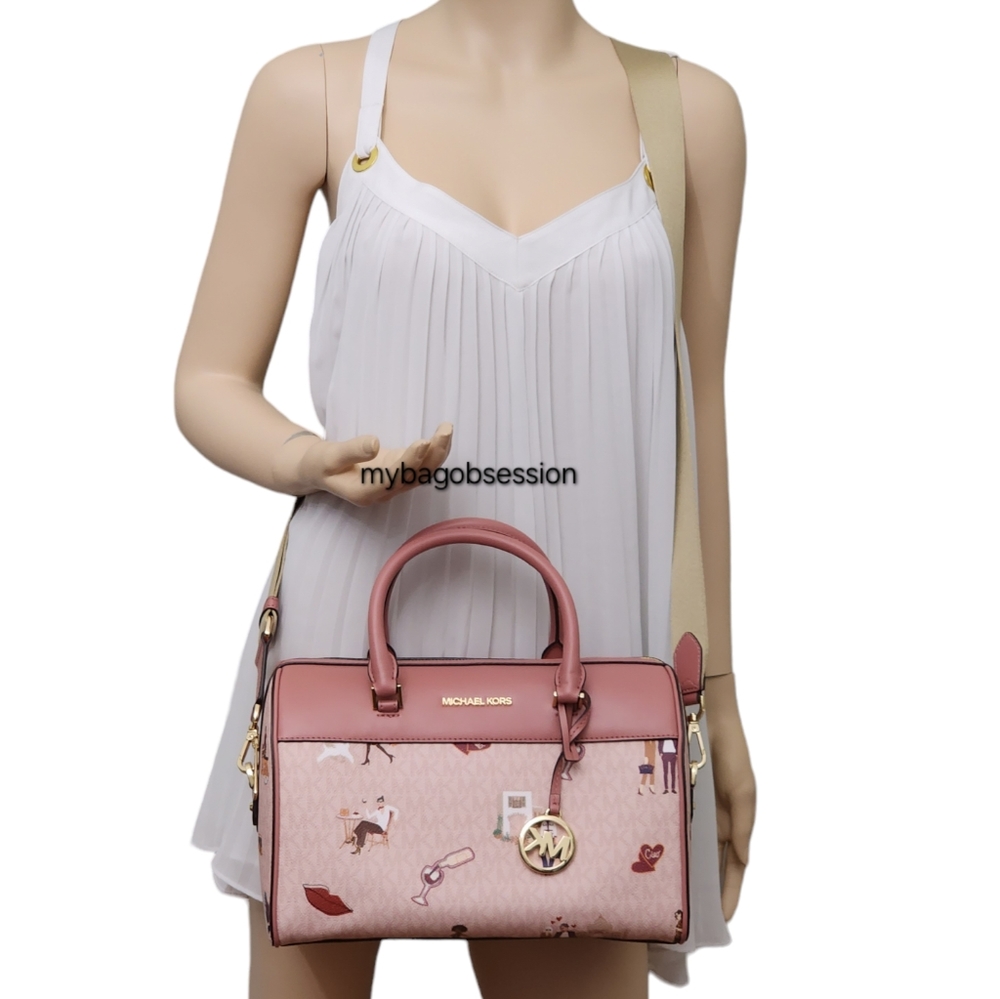 ⚠️LAST 1⚠️ Michael Kors Jet Set Girls Logo MD Duffle Satchel Pink - Picture 7 of 8